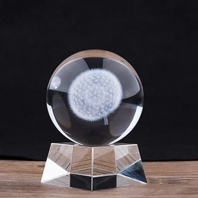 3d laser engraved crystal ball on crystal base-1