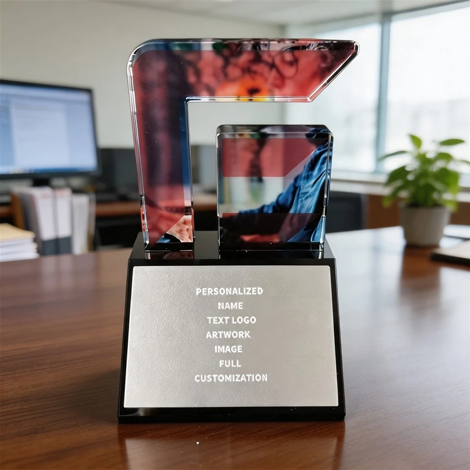 Artistic Crystal Geometric Engraved Desk Plaque