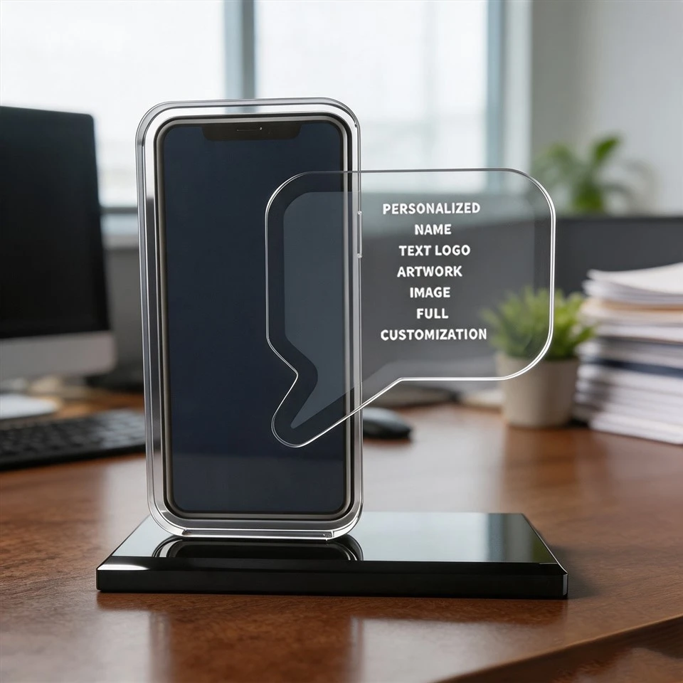 Custom Phone Speech Bubble Crystal Trophy