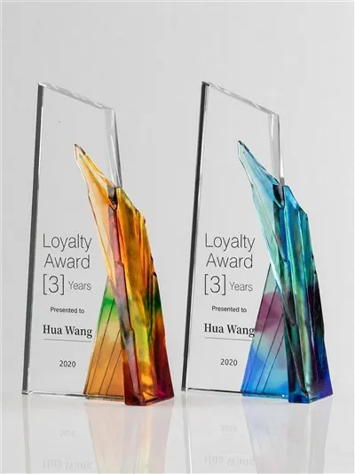 Colored Corporate Recognition Crystal Trophy