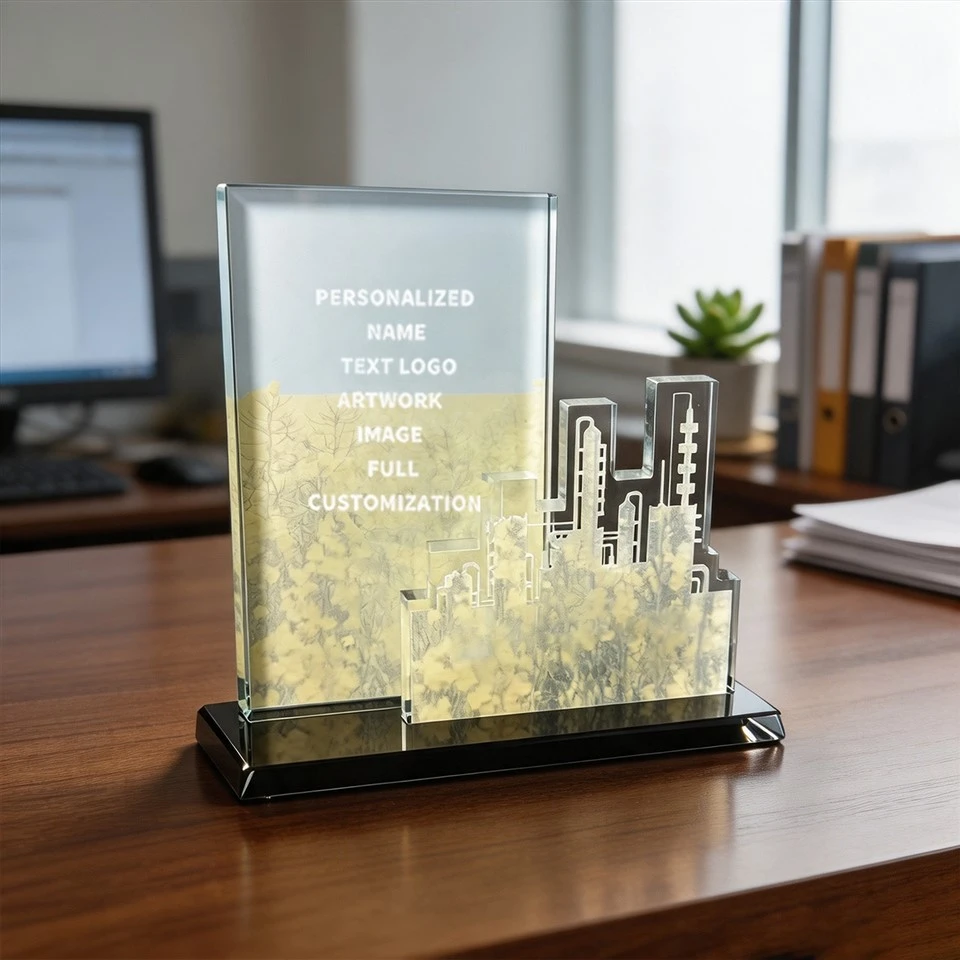 Refinery Skyline UV Print Crystal Award