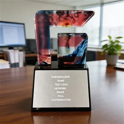 Artistic Crystal Geometric Engraved Desk Plaque