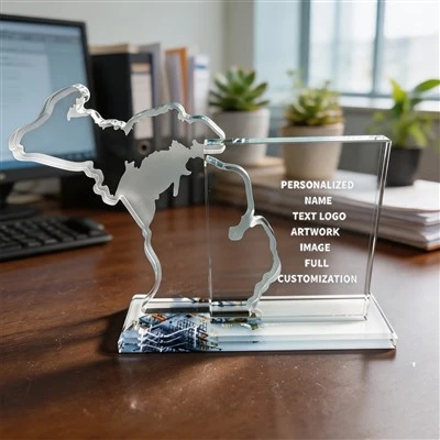 Custom Map Outline Crystal Plaque