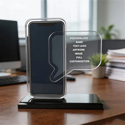 Custom Phone Speech Bubble Crystal Trophy