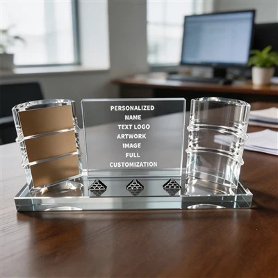 Desk Set Custom Crystal Nameplate