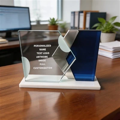 Premium Glass Metal Engraved Crystal Trophy